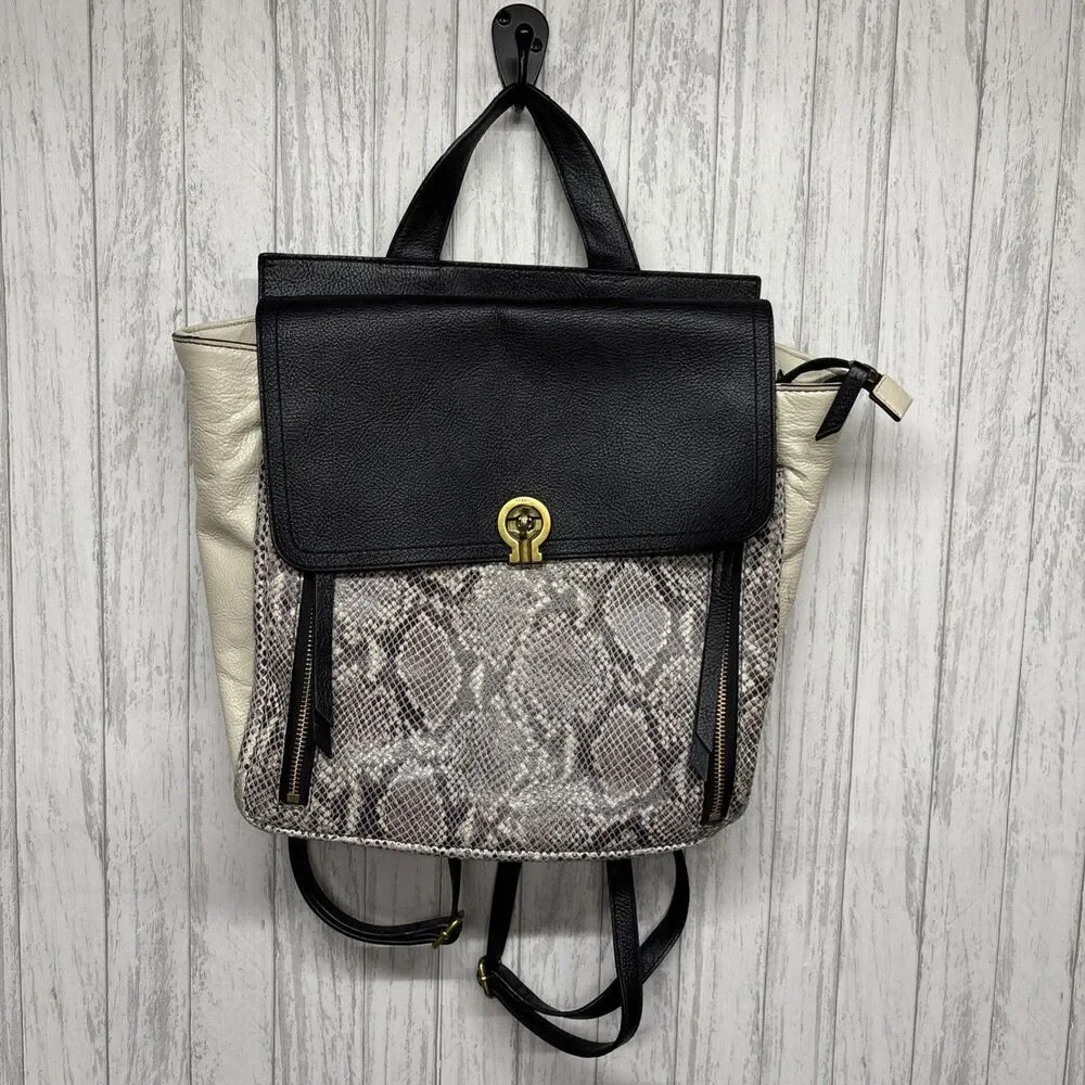 Fossil Snake Print Leather Amelia Bag Backpack